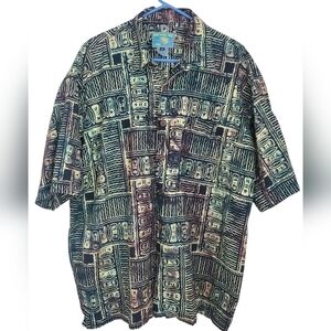 Mutiara Art Bali Mens Button Up Shirt XXL Batik AOP Hawaiian Beach Resort Tribal